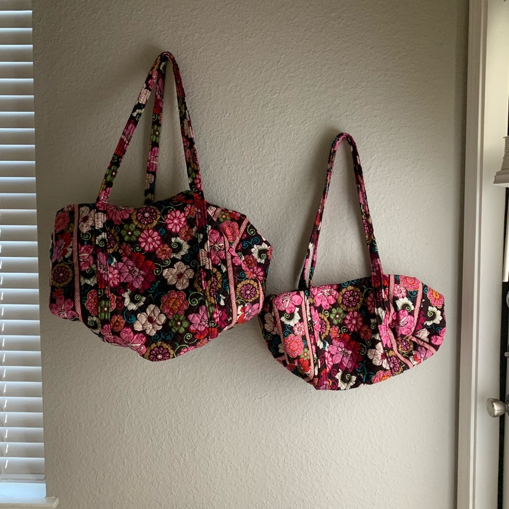 Vera Bradley duffle bag set of 2 retired print small and large new never used